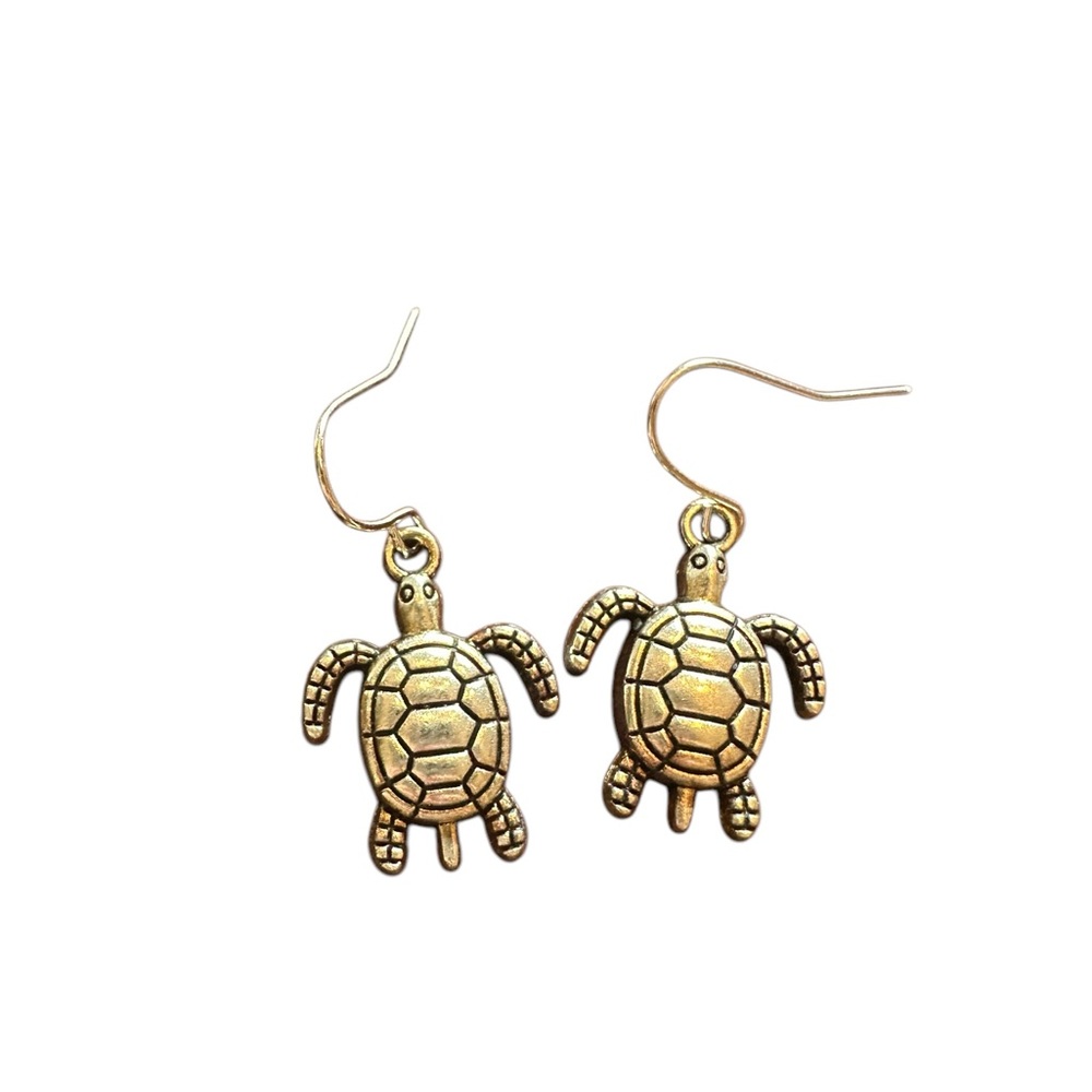 Silver Sea Turtle Drop Earrings
